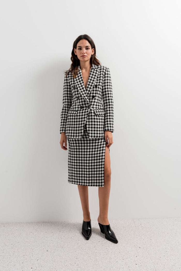 Jupe midi pied-de-poule