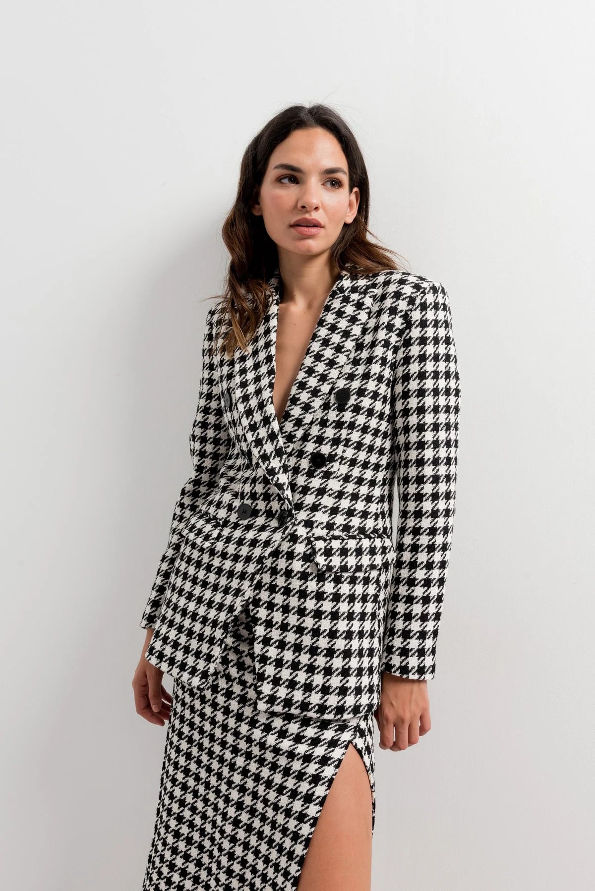 Jupe midi pied-de-poule