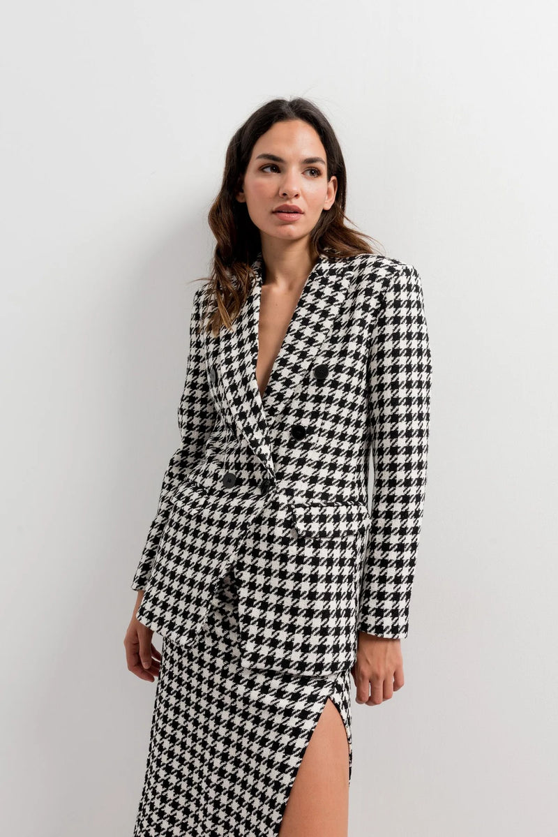 Jupe midi pied-de-poule