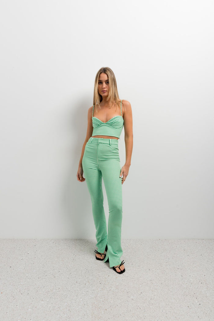 Leggings évasés à carreaux vichy