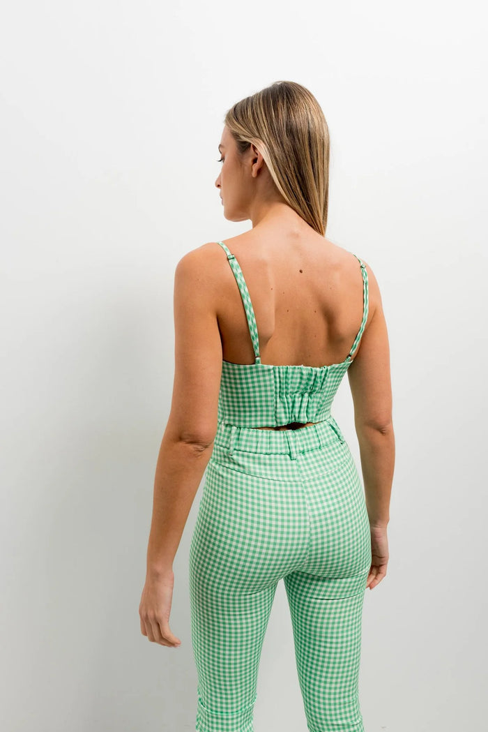 Leggings évasés à carreaux vichy