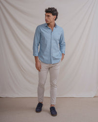 CAMISA CELESTE ALGODÓN