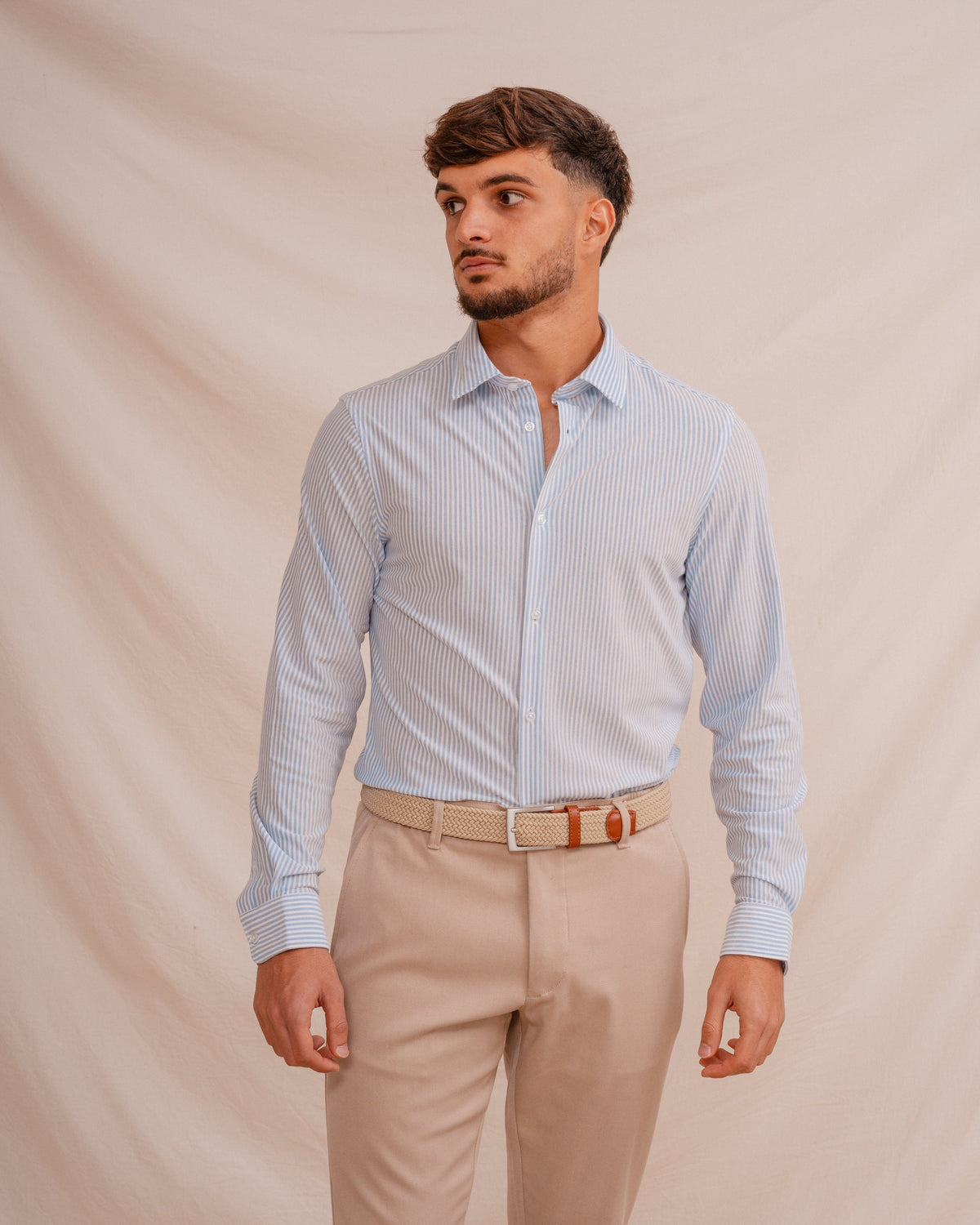 CAMISA RAYA CELESTE