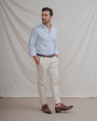 CAMISA LINO RAYA CELESTE