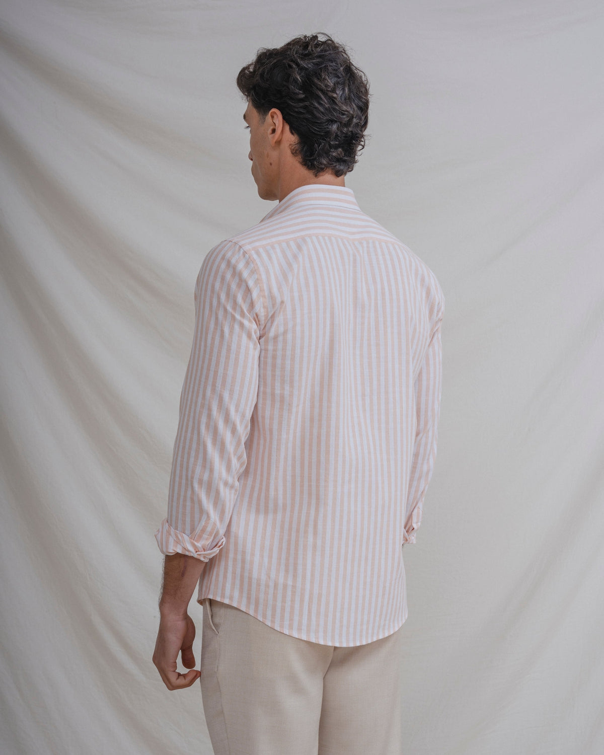 CAMISA LINO RAYA NARANJA