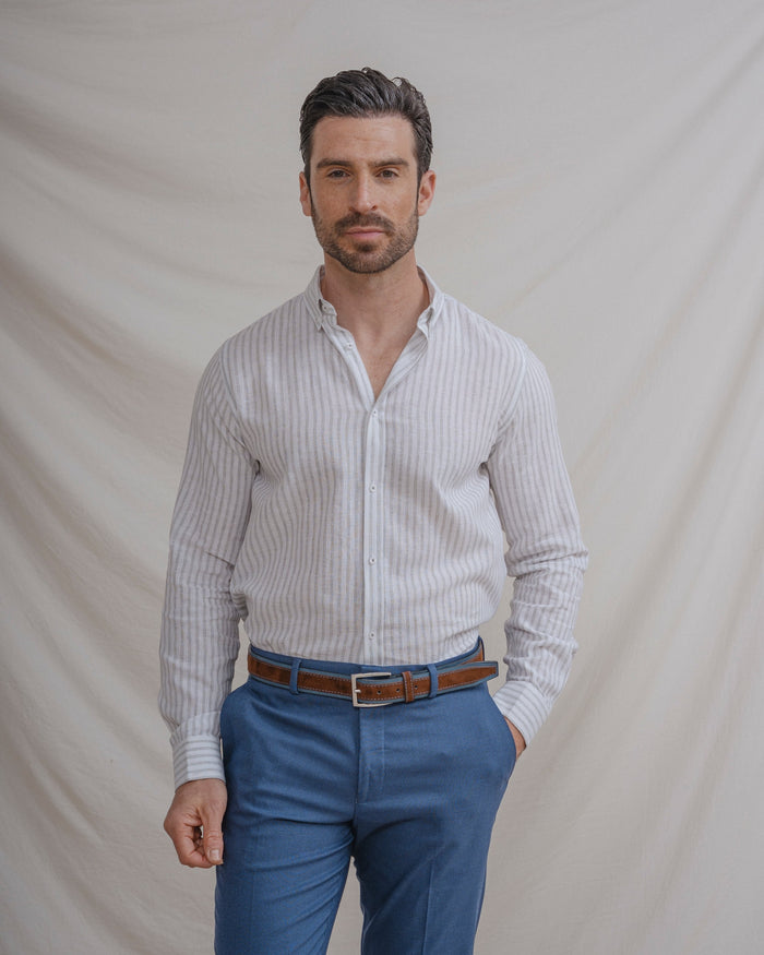 CAMISA LINO RAYA VERDE