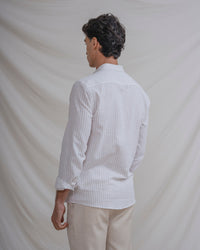 CAMISA CUELLO MAO LINO RAYA BEIGE