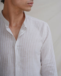 CAMISA CUELLO MAO LINO RAYA BEIGE