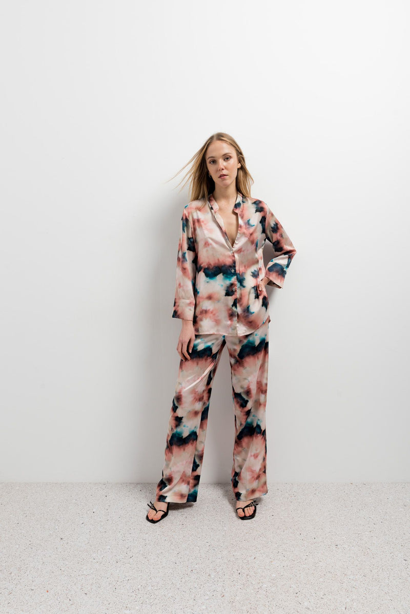 PANTALON À JAMBE DROITE IMPRIMÉ TIE-DYE