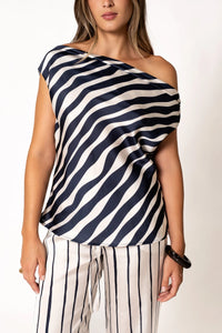 HAUT À RAYURES ASYMÉTRIQUES