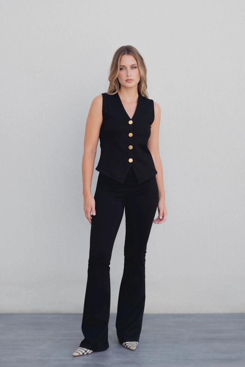 PANTALONS EN MAILLE TEXTURÉE ÉVASÉS