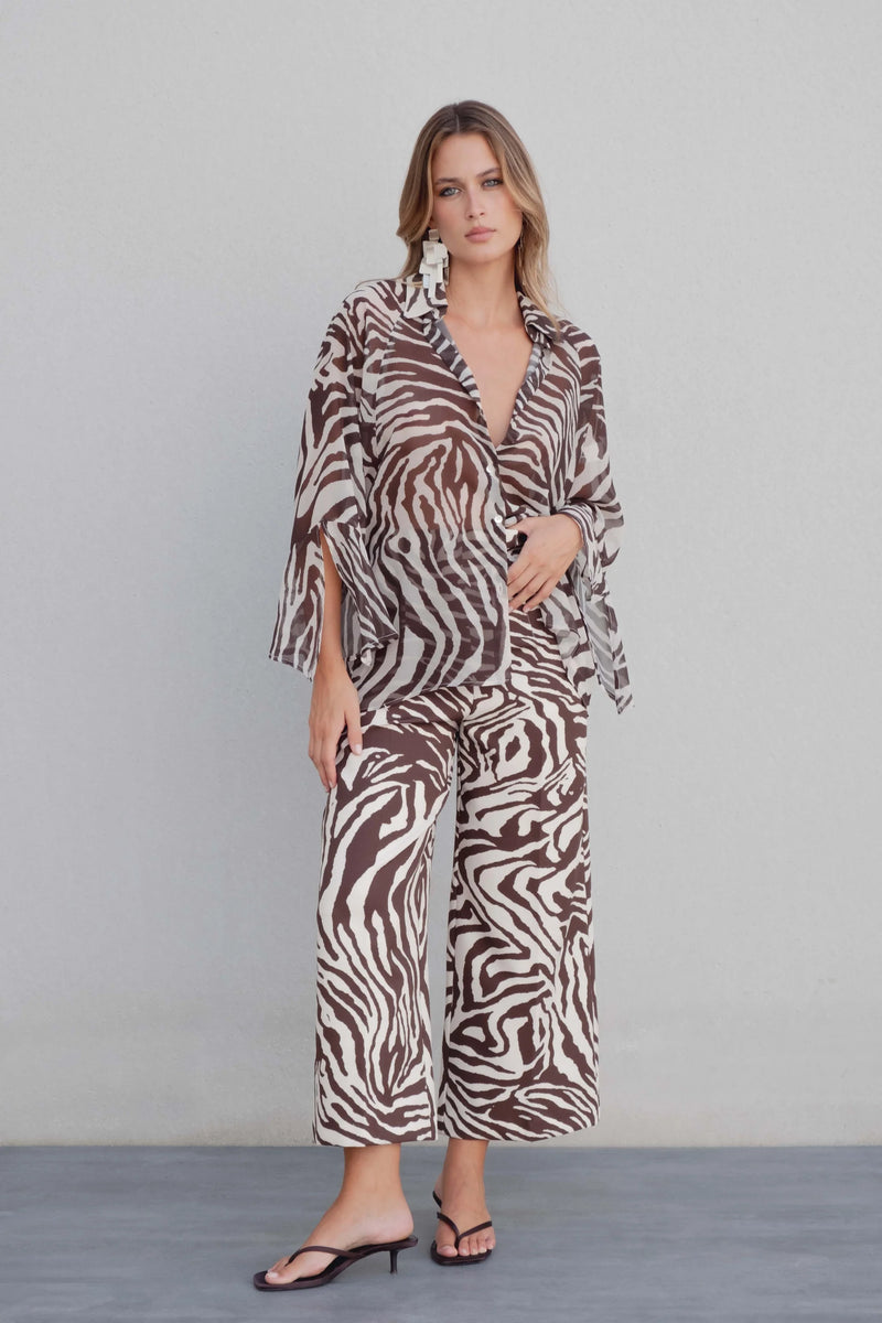 CHEMISE IMPRIMÉE SEMI-TRANSPARENTE