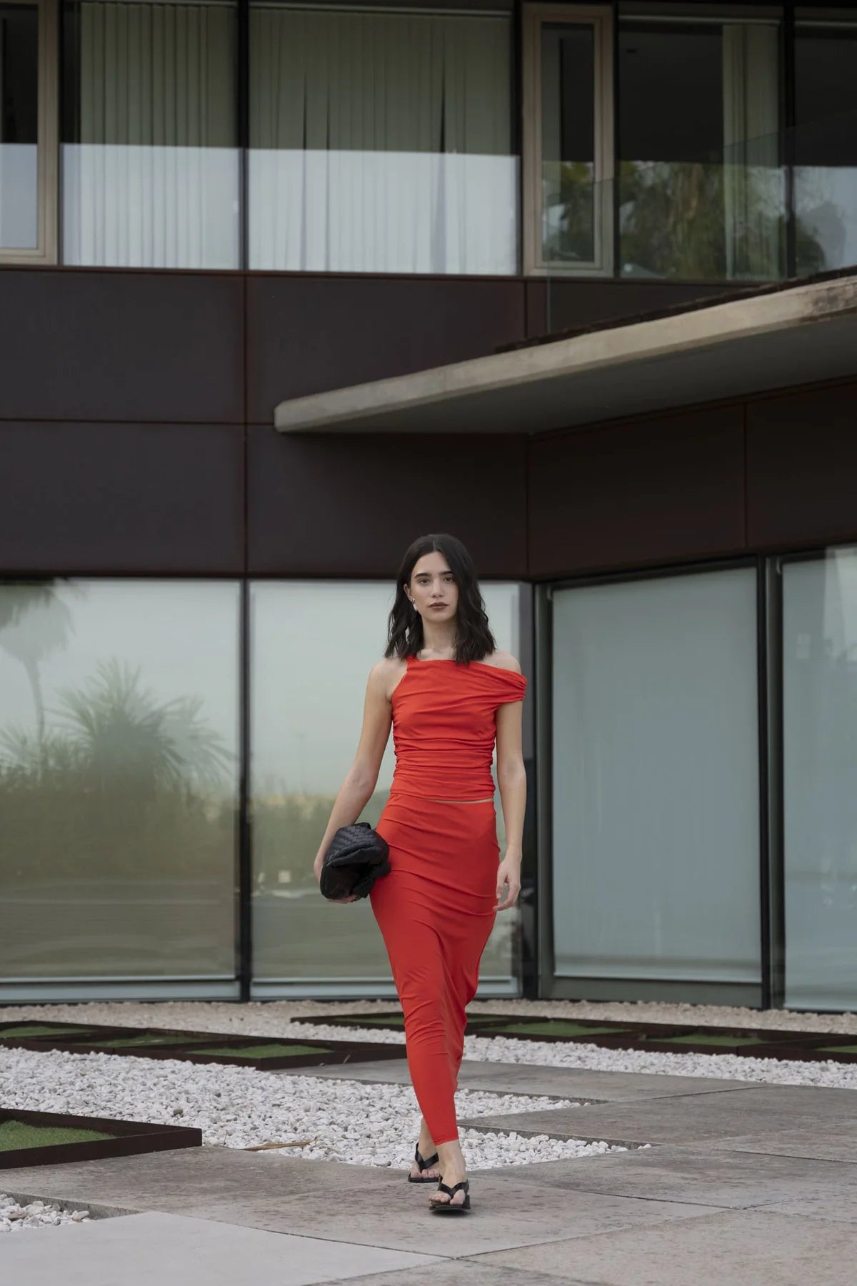 JUPE MIDI EN POLYAMIDE