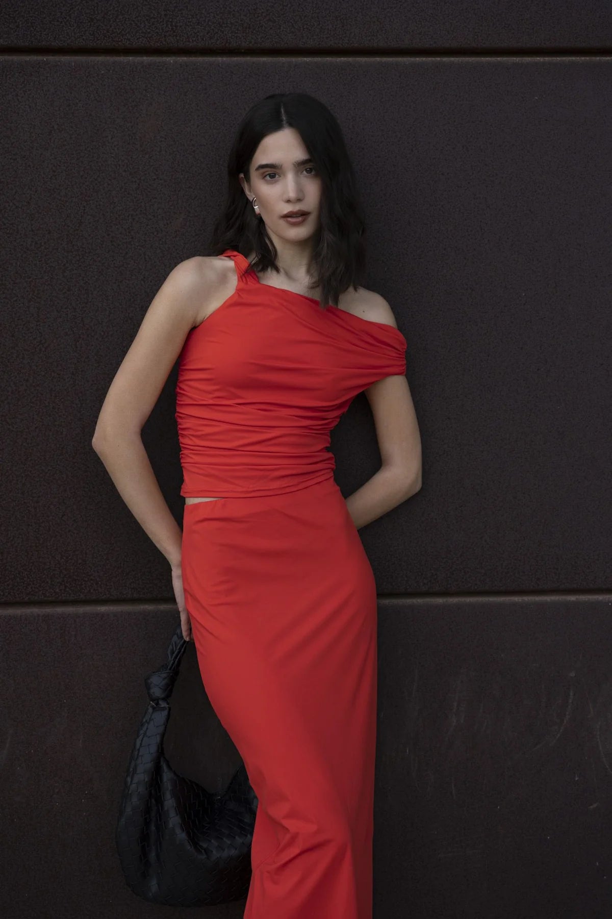 JUPE MIDI EN POLYAMIDE