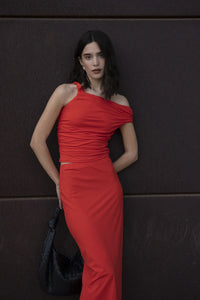 JUPE MIDI EN POLYAMIDE