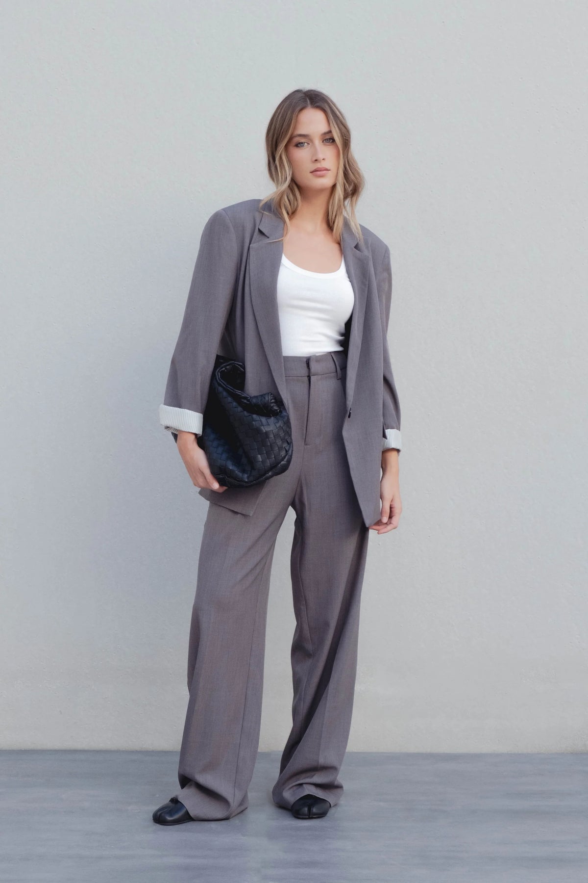 PANTALON LARGE À PLIS