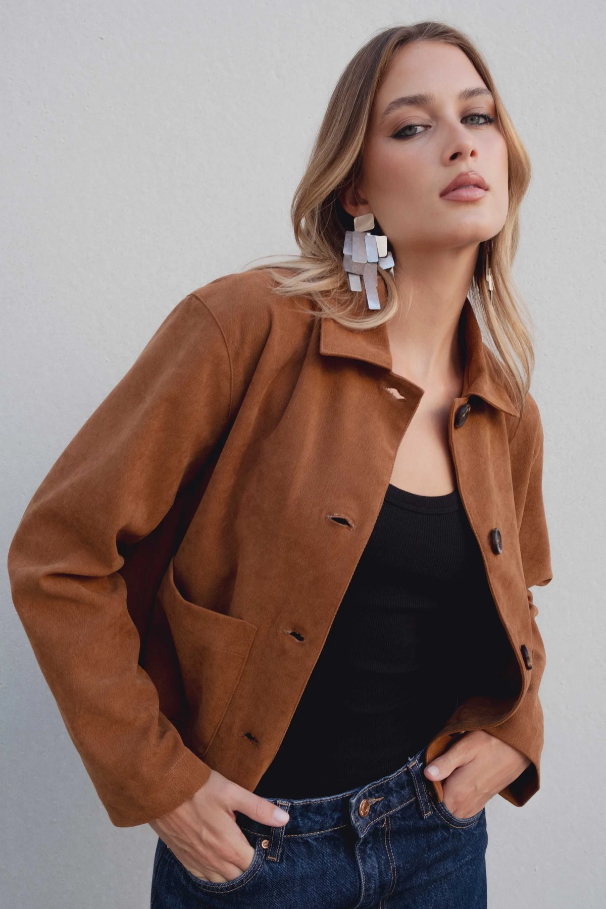 VESTE COURTE EFFET DAIM