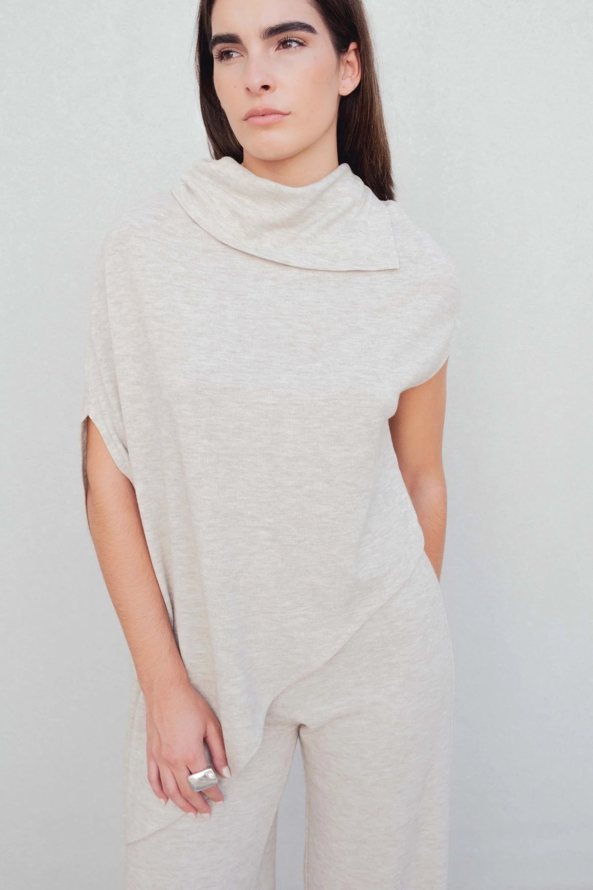 PANTALONS LARGES EN MAILLE