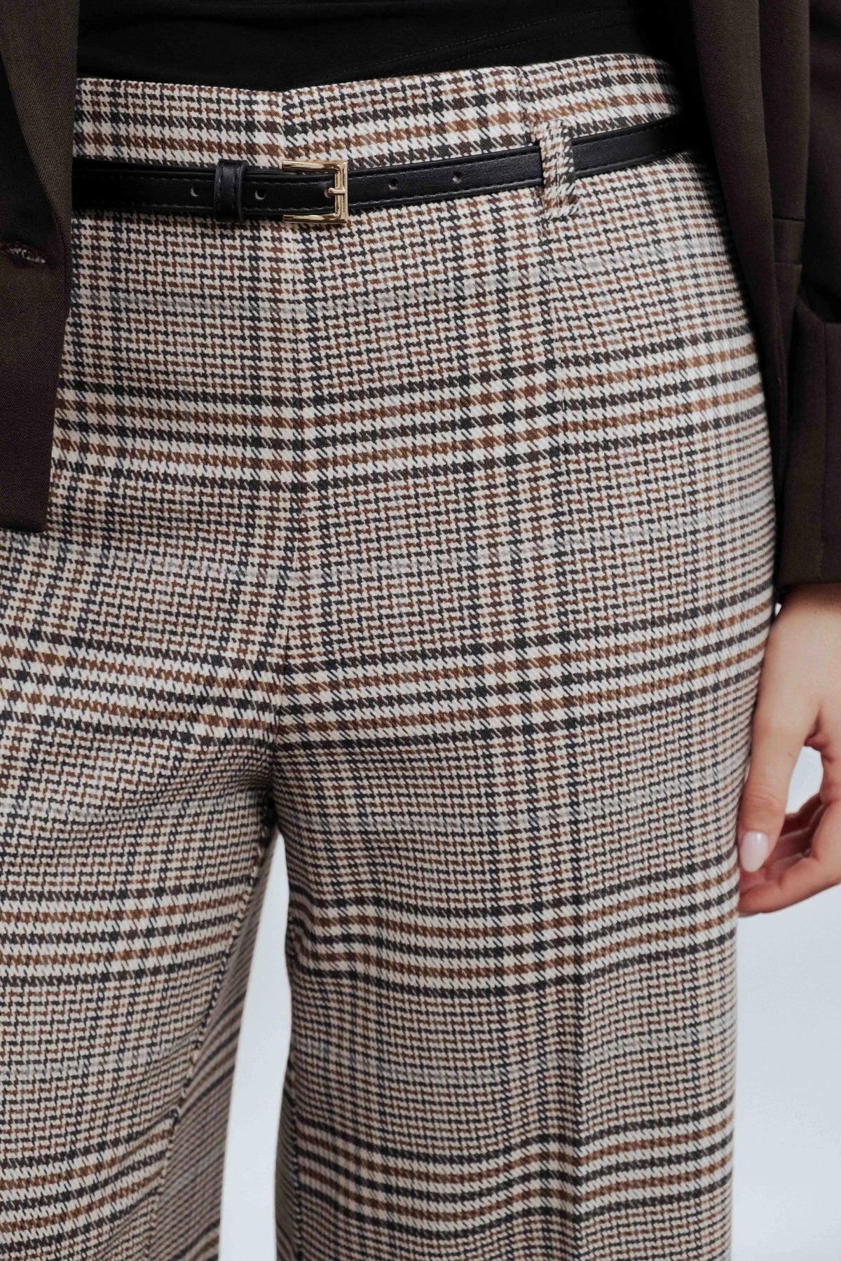 Culotte à carreaux avec ceinture