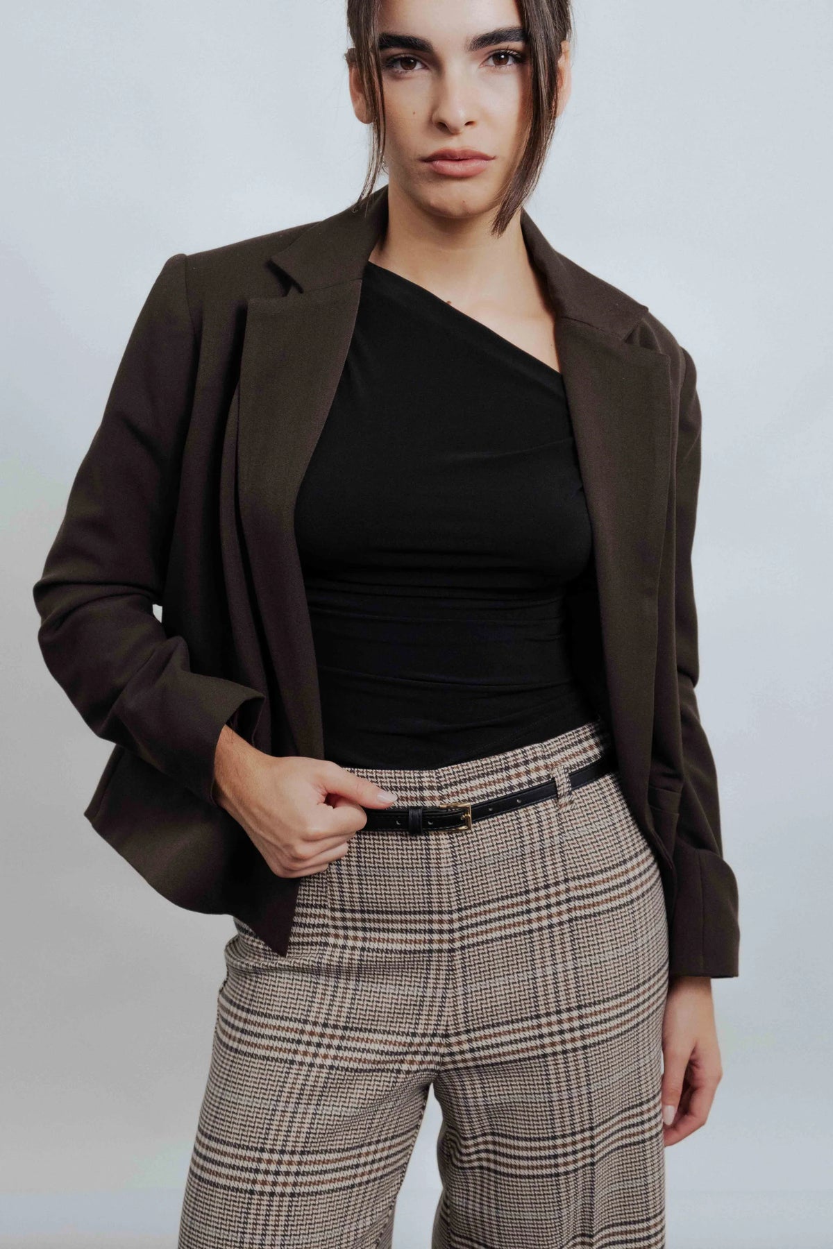 Culotte à carreaux avec ceinture