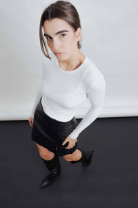 MINI-JUPE-PANTALON EFFET CUIR