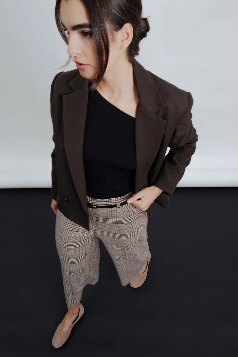 Culotte à carreaux avec ceinture