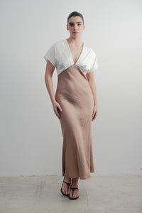 VESTIDO SATINADO VIVOS CONTRASTE