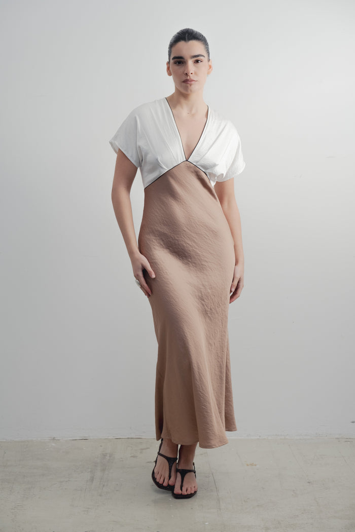 VESTIDO SATINADO VIVOS CONTRASTE
