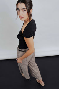 Culotte à carreaux avec ceinture