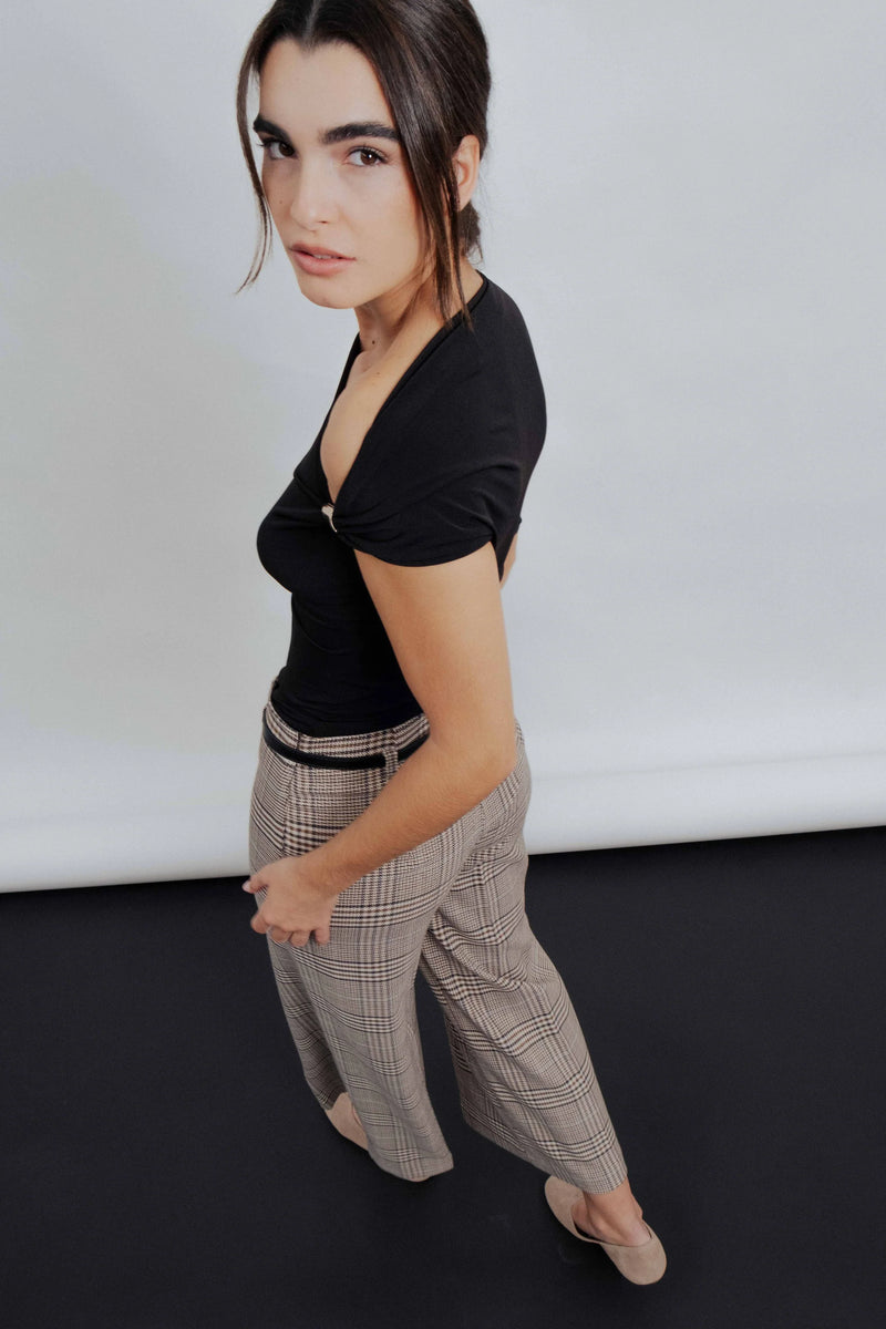 Culotte à carreaux avec ceinture