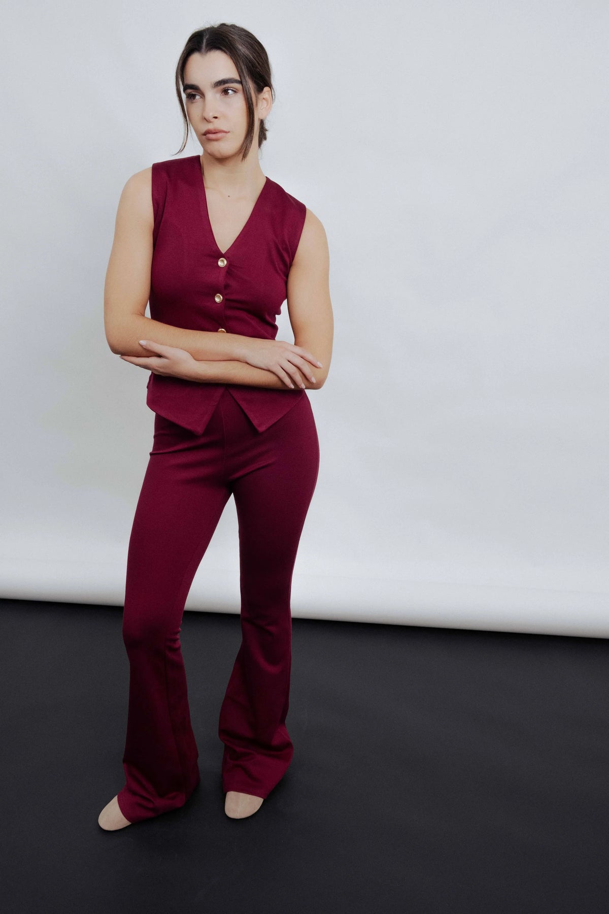 PANTALONS EN MAILLE TEXTURÉE ÉVASÉS