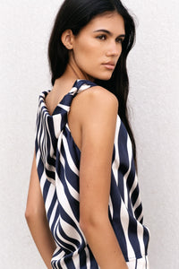 HAUT À RAYURES ASYMÉTRIQUES