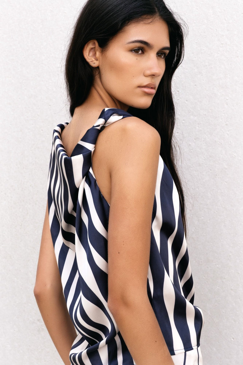 HAUT À RAYURES ASYMÉTRIQUES