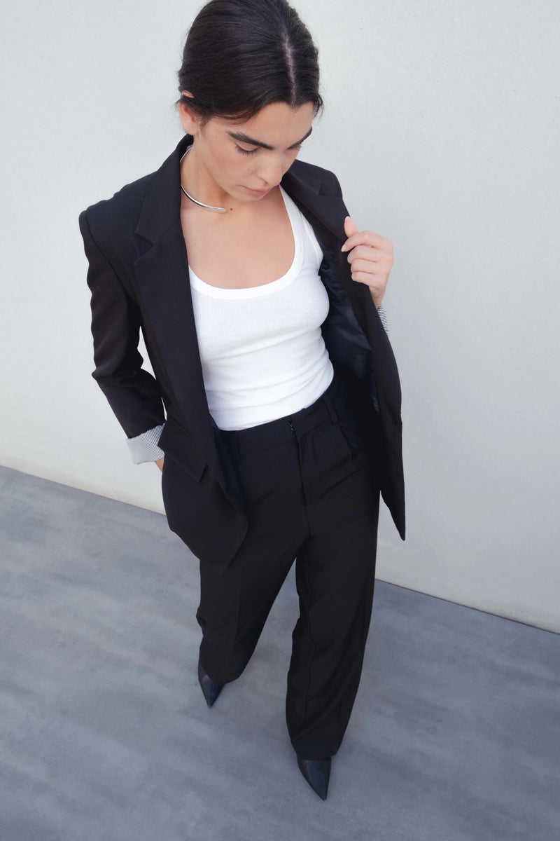 PANTALON LARGE À PLIS