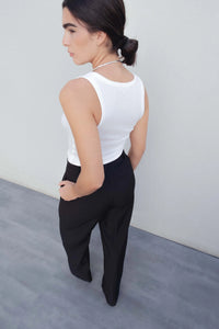 PANTALON LARGE À PLIS