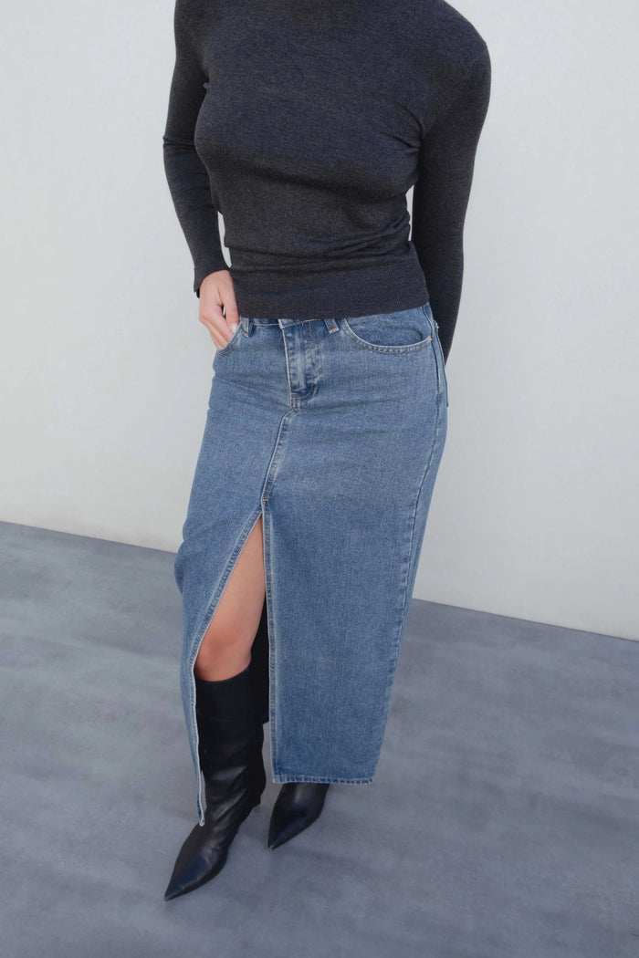 Jupe longue en jean fendue