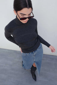 Jupe longue en jean fendue