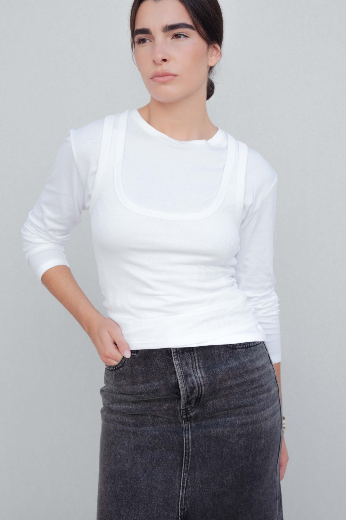 FALDA MIDI DENIM
