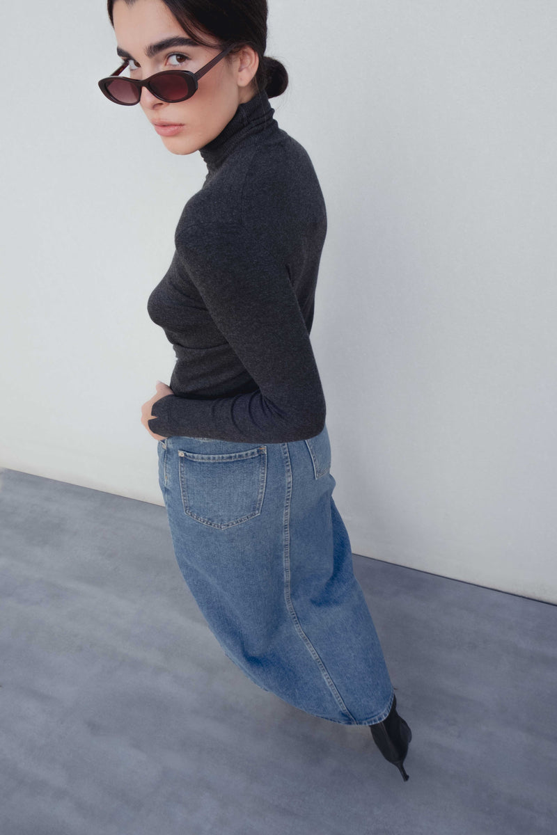Jupe longue en jean fendue