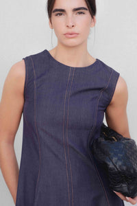 VESTIDO MIDI EFECTO DENIM